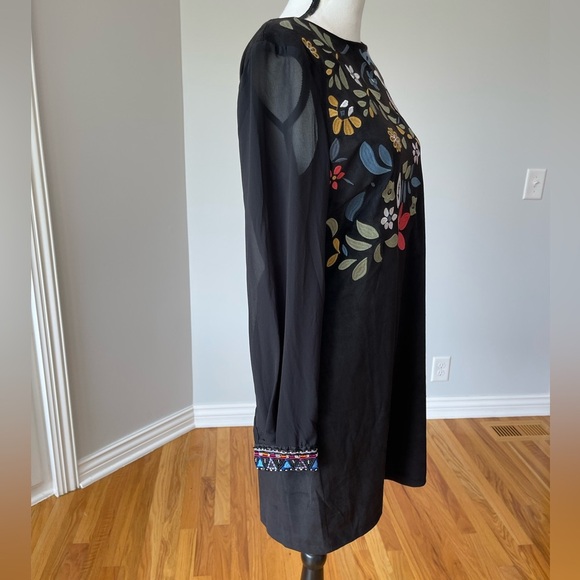Desigual black dress with sheer sleeves and embroidery work size 10 formal NWT - Picture 6 of 16